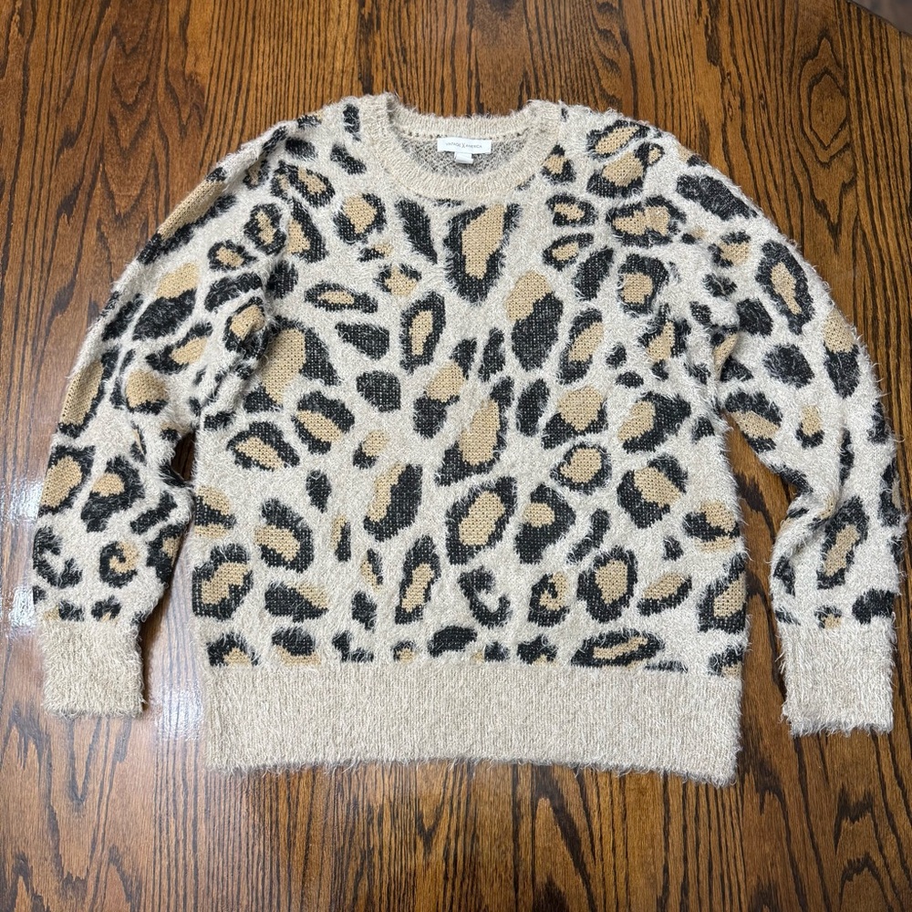 Vintage America Cream and Black Leopard Sweater